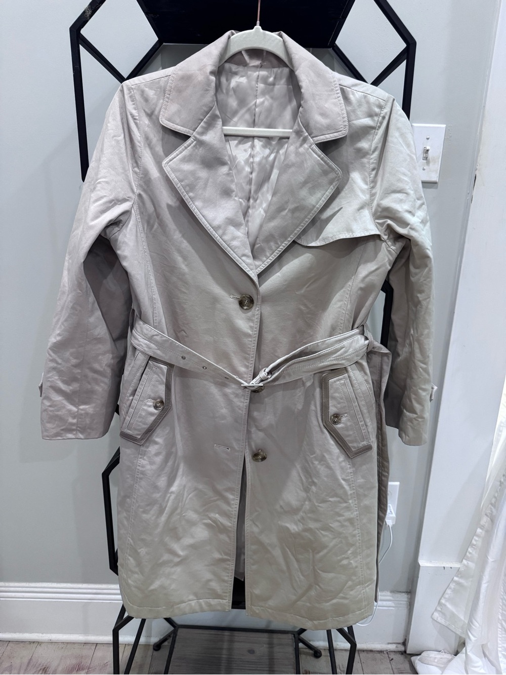 Light Beige Trench Coat with Belt - Picture 1 of 4